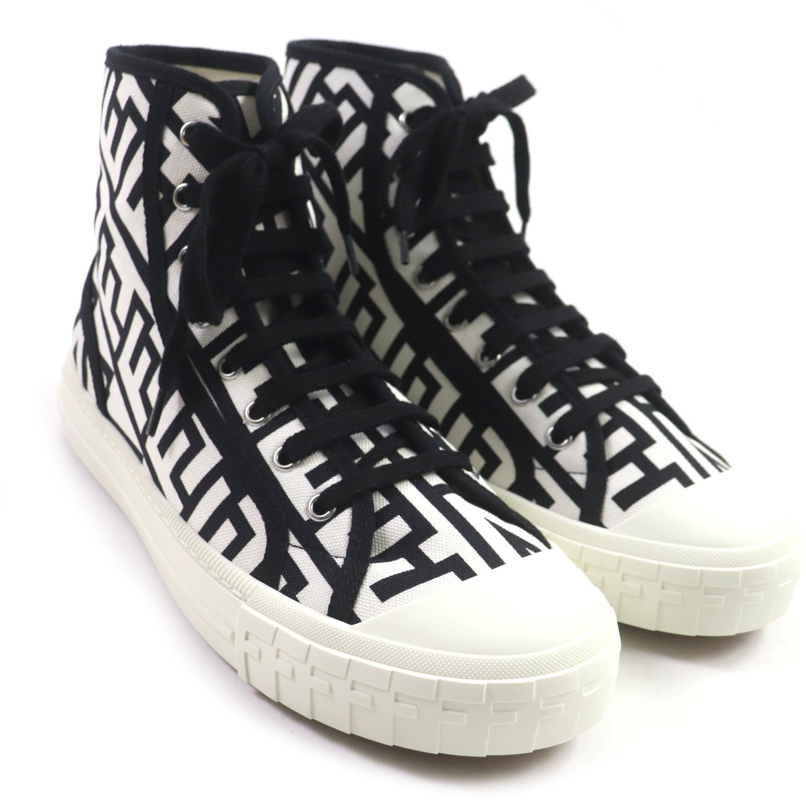 Fendi Marc Jacobs Canvas High Cut Sneakers Black White