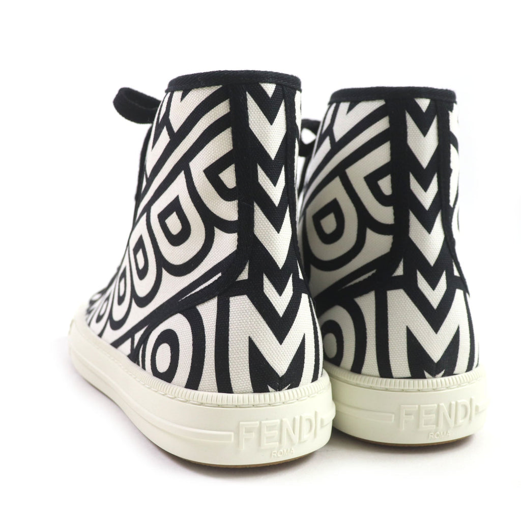 Fendi Marc Jacobs Canvas High Cut Sneakers Black White