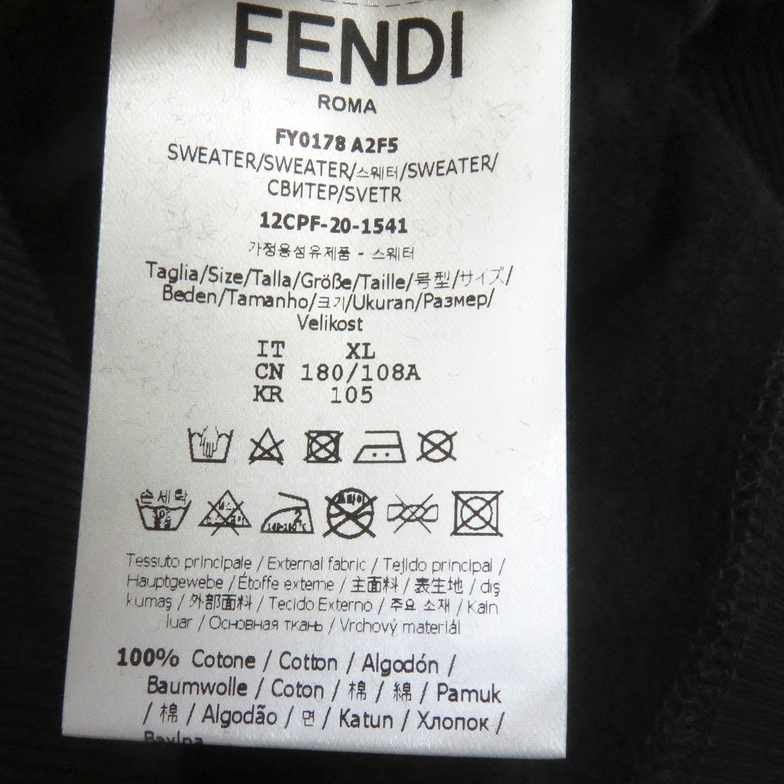 Fendi Cotton FF Logo Sweatshirt Black XL