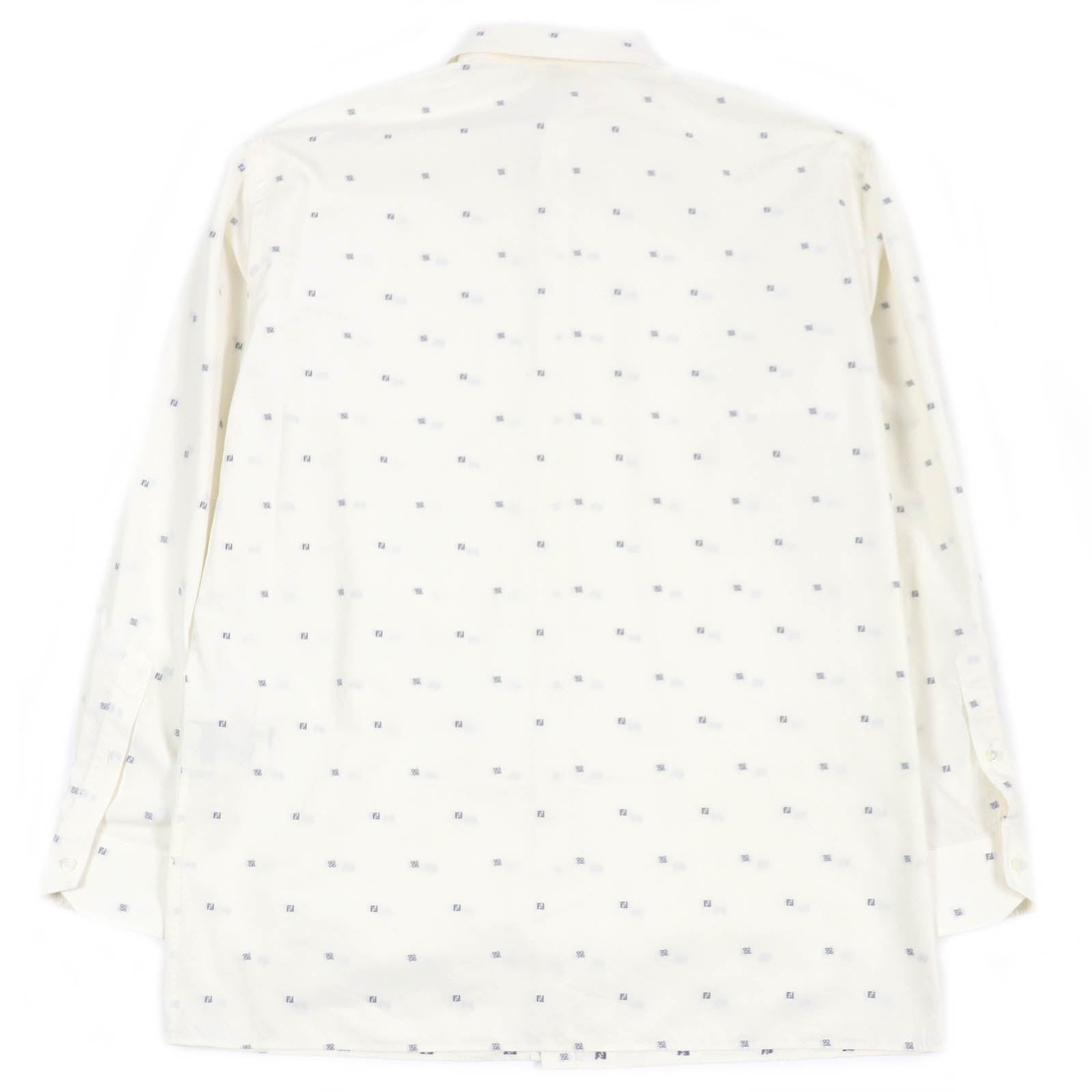 Fendi Cotton Silk FF Logo Long Sleeve Shirt