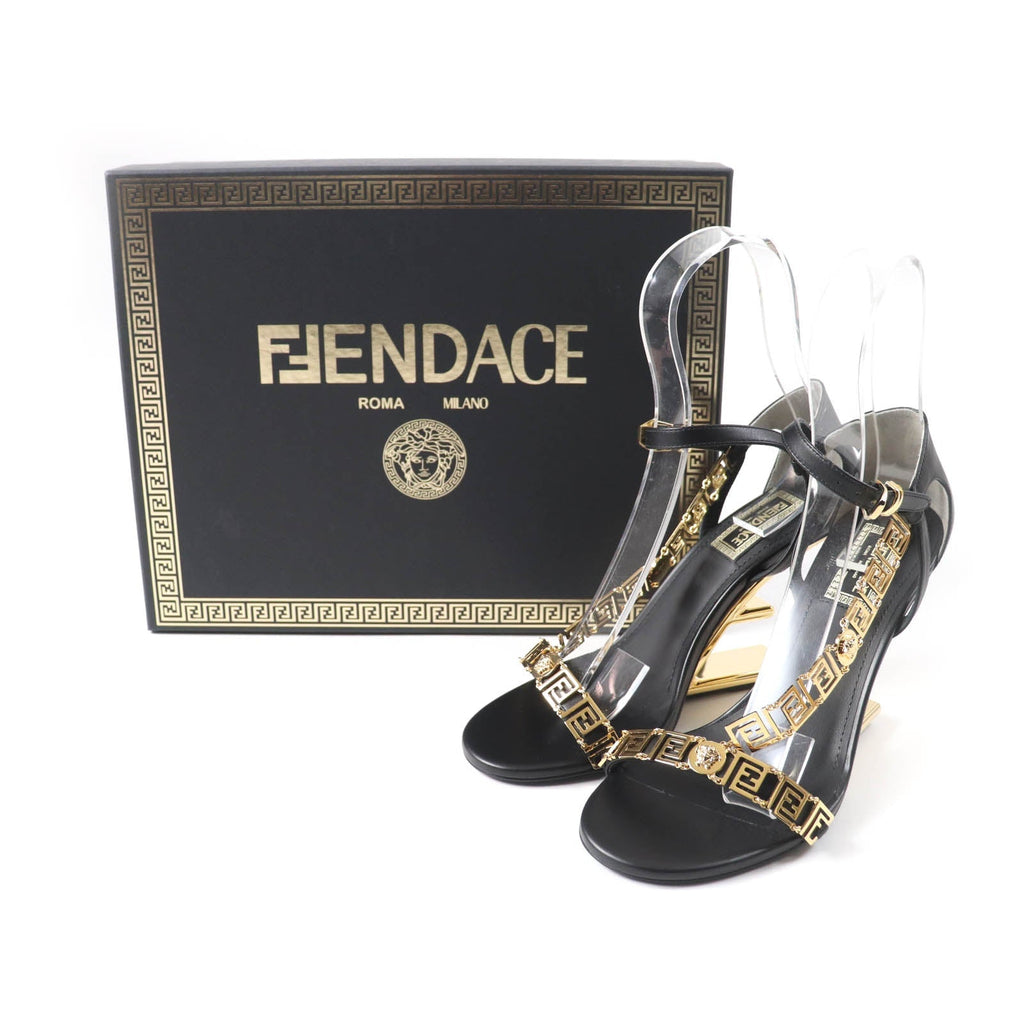 Fendi Medusa FF Logo Leather Sandals