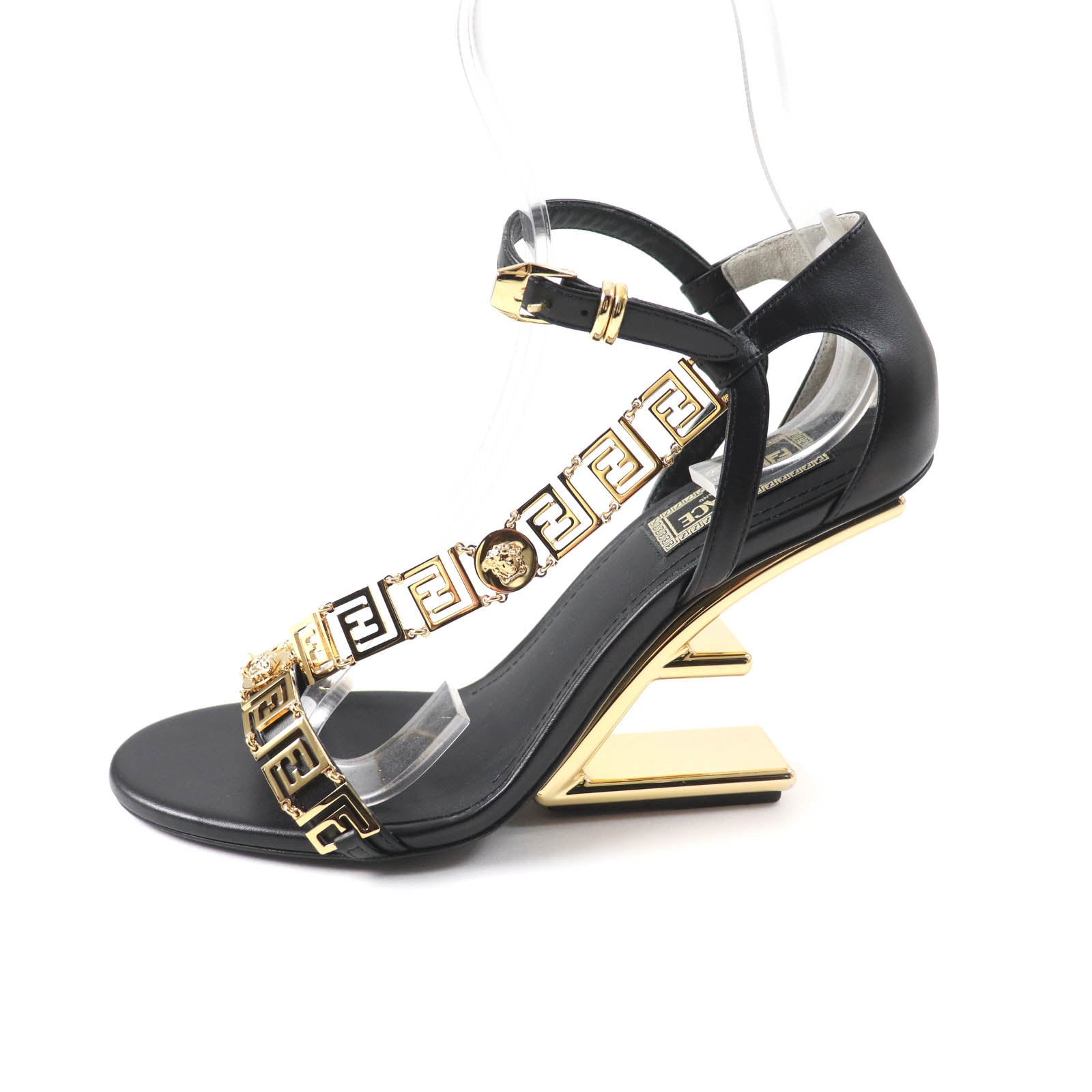Fendi Medusa FF Logo Leather Sandals