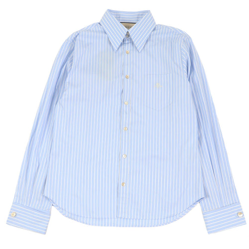 Gucci GG Logo Embroidery Striped Shirt Blue