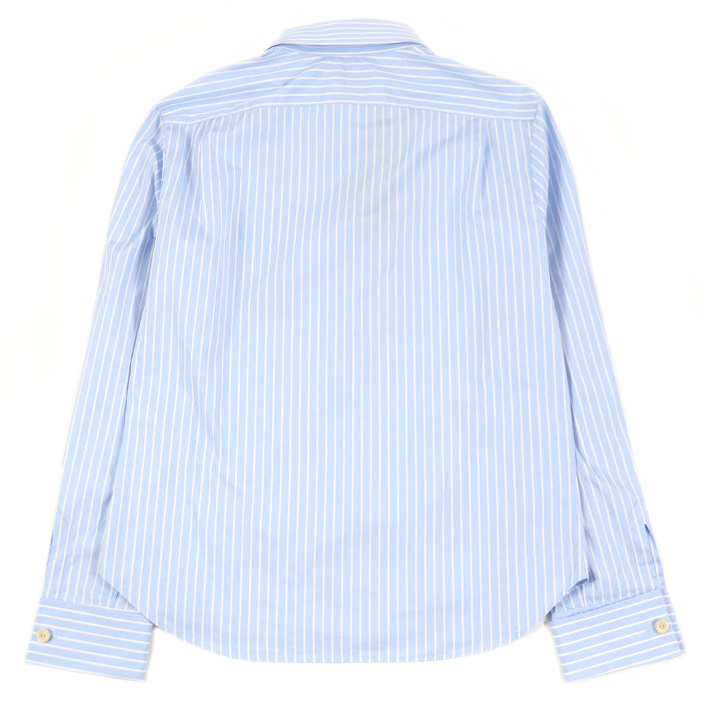 Gucci GG Logo Embroidery Striped Shirt Blue