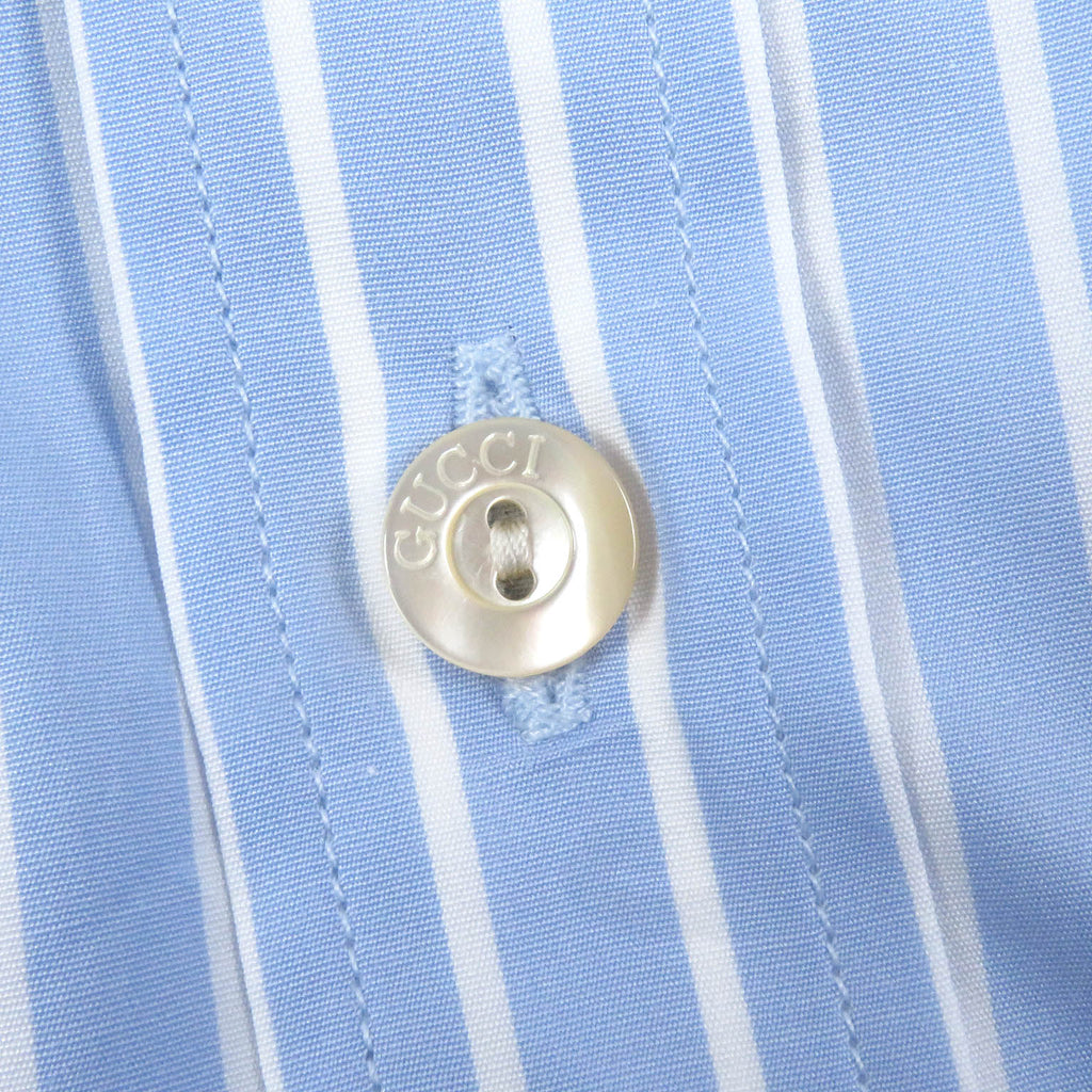 Gucci GG Logo Embroidery Striped Shirt Blue