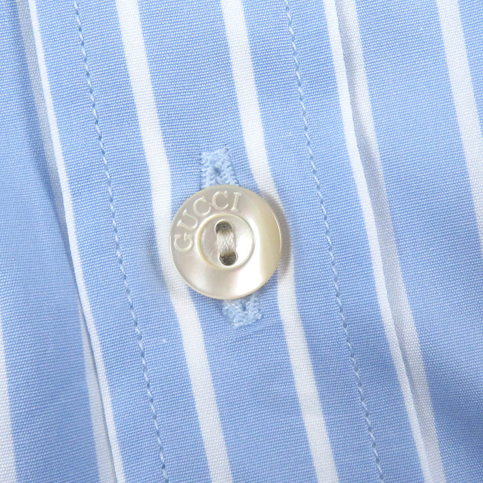 Gucci GG Logo Embroidery Striped Shirt Blue