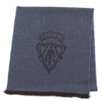 GUCCI Wool Crest Logo Fringed Scarf
