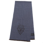 GUCCI Wool Crest Logo Fringed Scarf