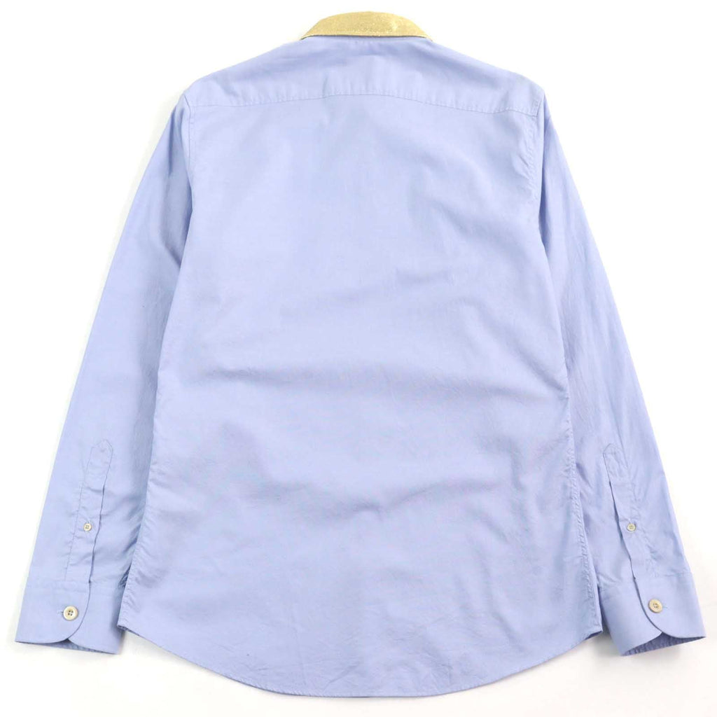 GUCCI Logo Button Silk Long Sleeve Shirt