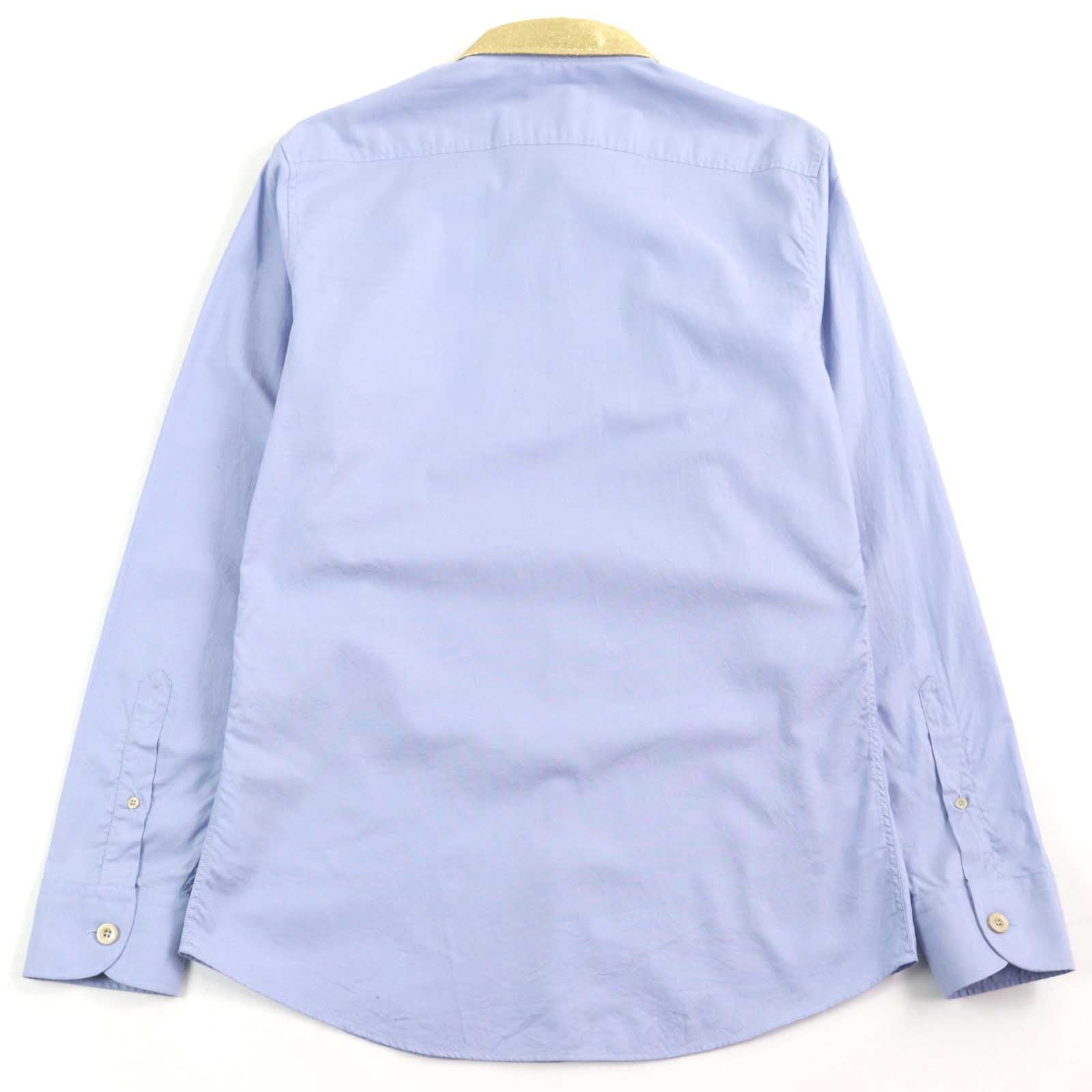 GUCCI Logo Button Silk Long Sleeve Shirt
