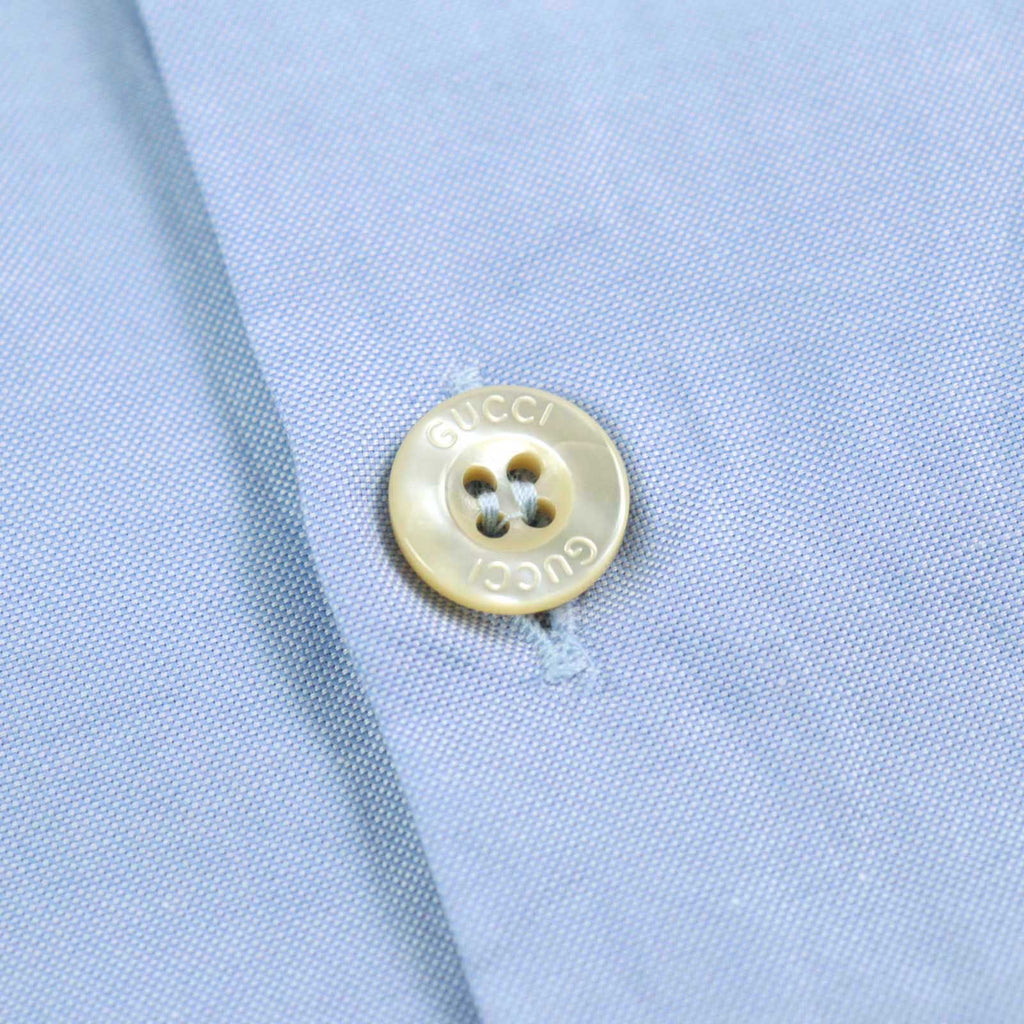 GUCCI Logo Button Silk Long Sleeve Shirt
