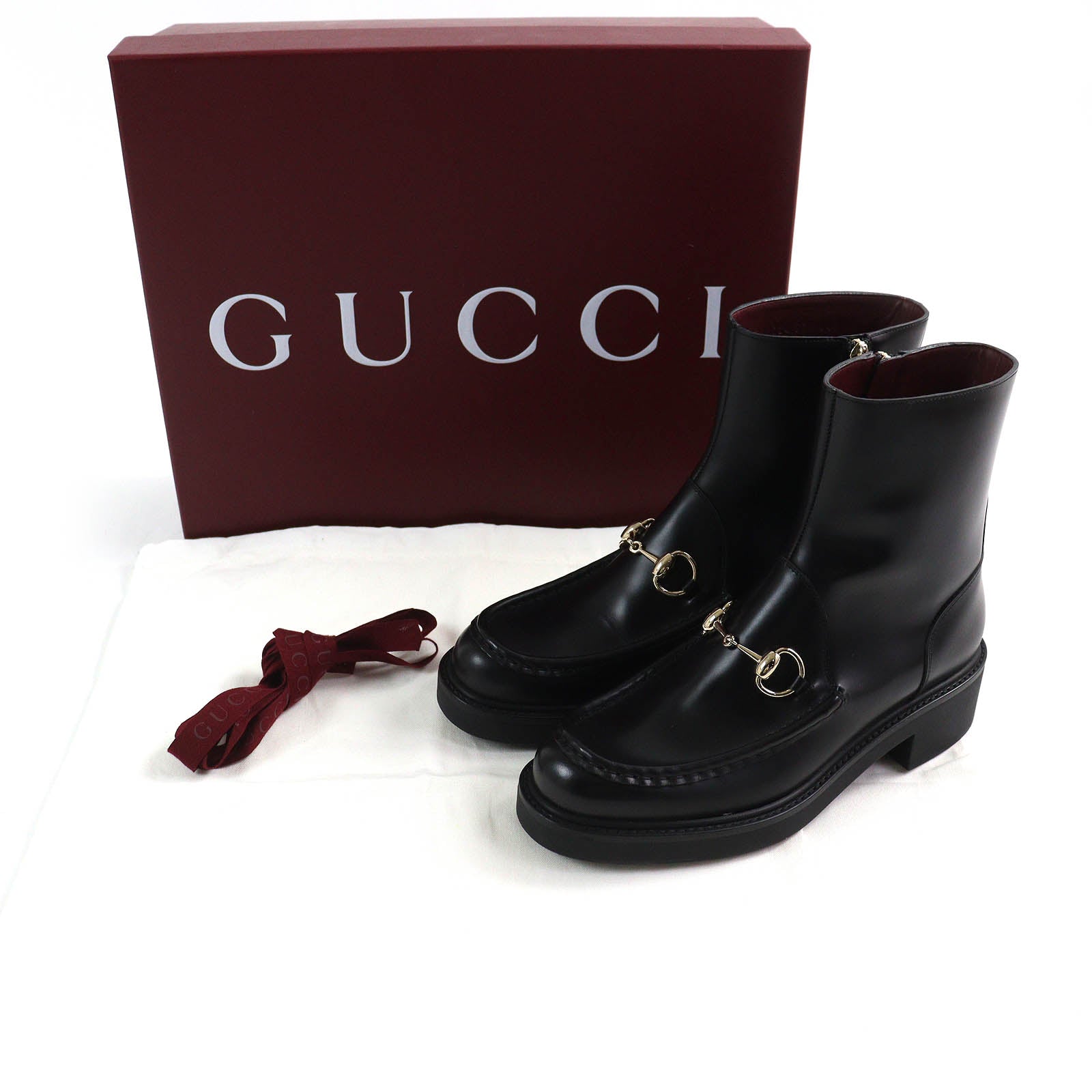 Gucci Horsebit Leather Ankle Boots Black