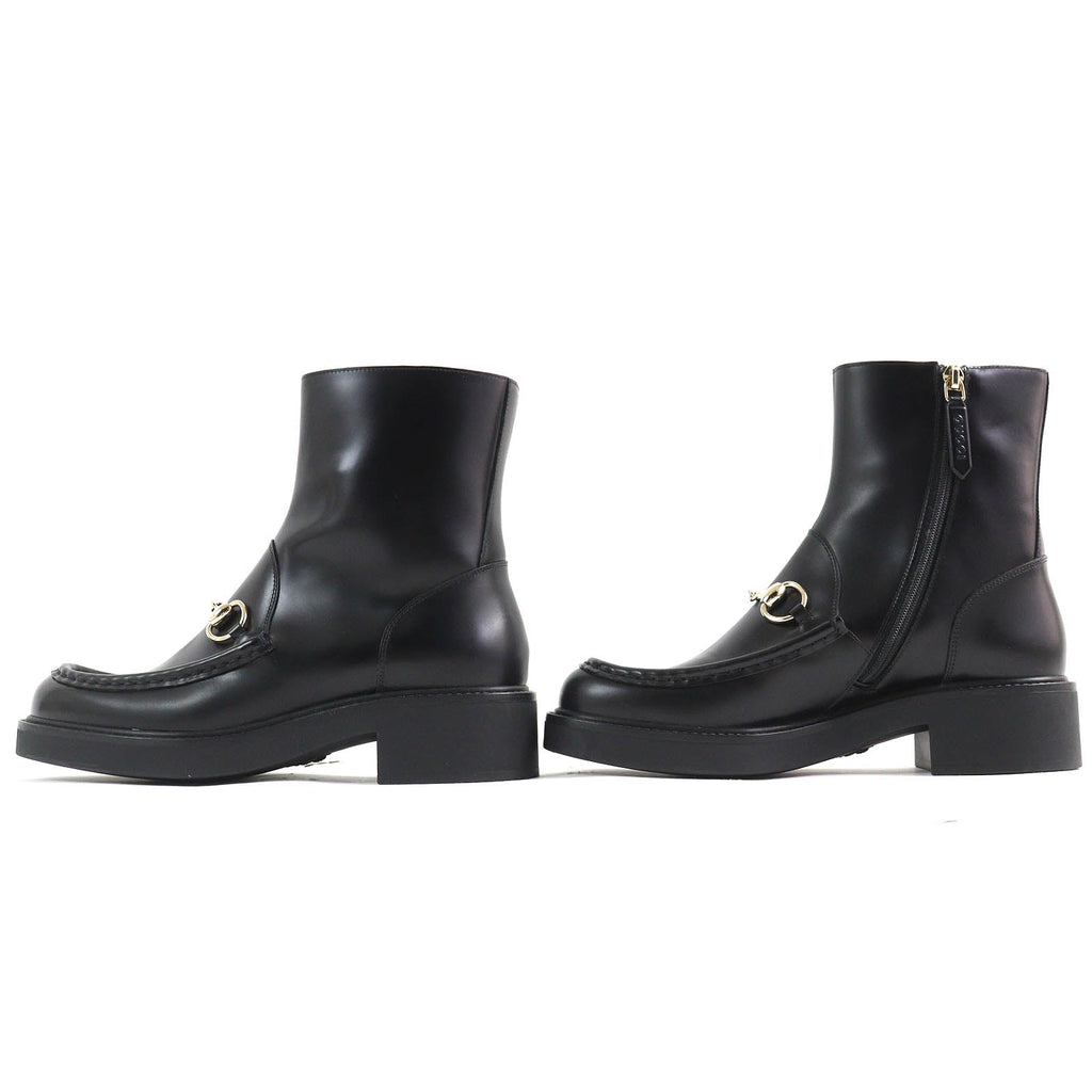 Gucci Horsebit Leather Ankle Boots Black