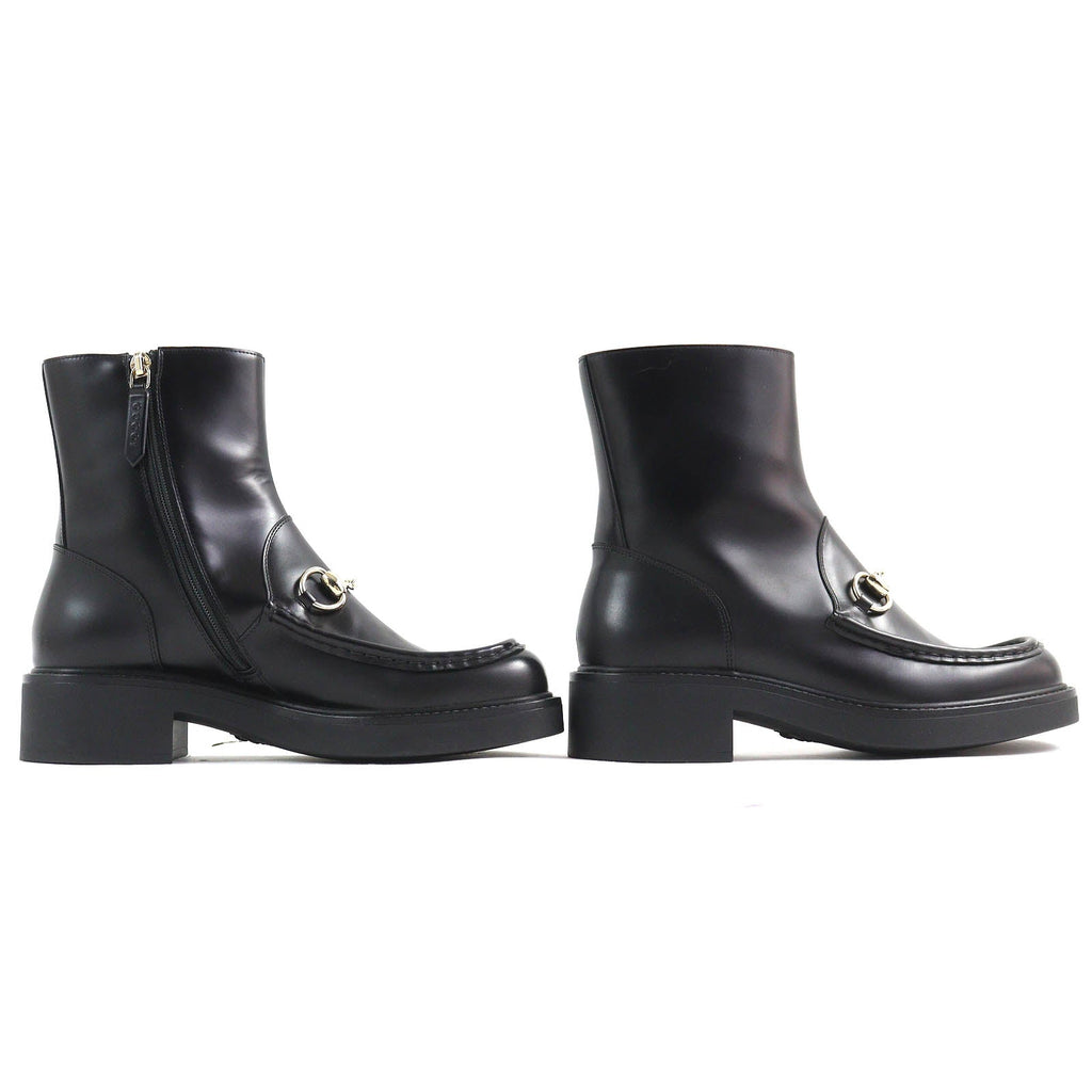 Gucci Horsebit Leather Ankle Boots Black
