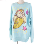 Gucci Logo Print Bananya Sequin Cotton Silk Sweatshirt