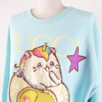 Gucci Logo Print Bananya Sequin Cotton Silk Sweatshirt