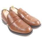 Gucci Bee embroidered web line leather loafers