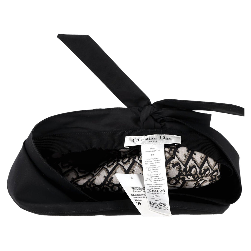 Dior Arty Oblique with Ribbon Beret Hat in Black Polyester