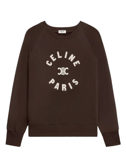 CELINE Triomphe Cotton Fleece Sweatshirt Kakao