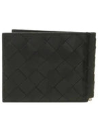 Bottega Veneta Intrecciato Money Clip Half Wallet Black