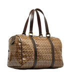 FENDI Zucca Mini Boston Handbag Brown PVC Leather Ladies