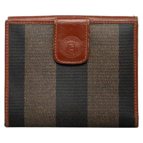 Fendi Two Folded Wallet Brown PVC Leather