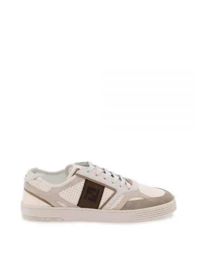 Fendi Step Leather Low Top Sneakers Beige