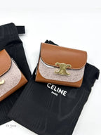 CELINE Triomphe Small Half Wallet Tan