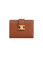 CELINE Victoire Tri-Fold Leather Half Wallet Tan