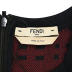 Fendi Checkered Ruffle Detail Mini Dress in Black and Red Viscose