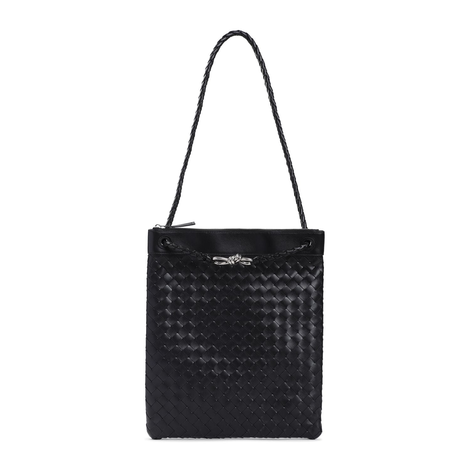 Bottega Veneta Men's Andiamo Leather Messenger Bag in Black | 806490V2HLD Color 1208