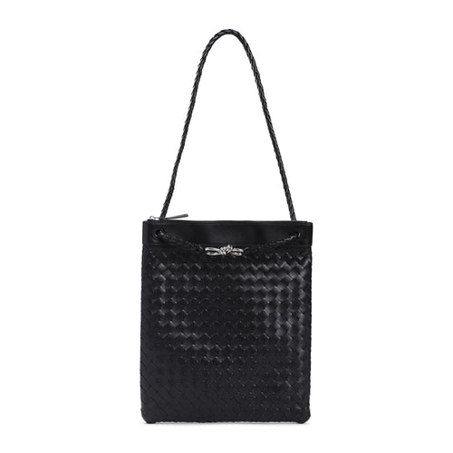 Bottega Veneta Men's Andiamo Leather Messenger Bag in Black | 806490V2HLD Color 1208