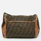 Fendi Zucca Canvas And Leather Flap Messenger Bag