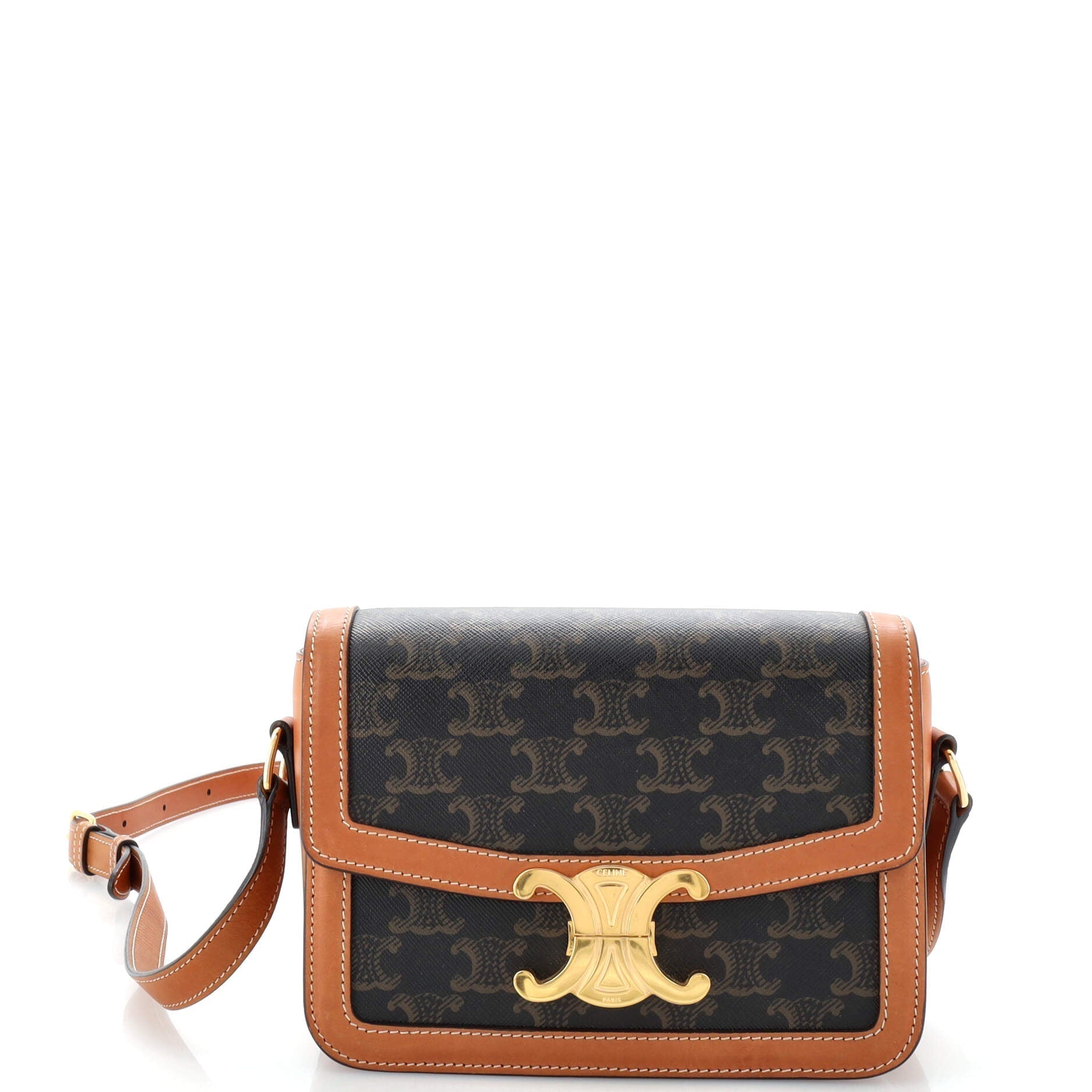 Celine Triomphe Shoulder Bag Triomphe Coated Canvas Teen