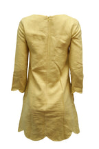 Chloe Scalloped Hem Shift Dress in Yellow Linen