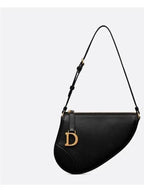 Saddle Rodeo Goatskin Pouch Bag Black Dior