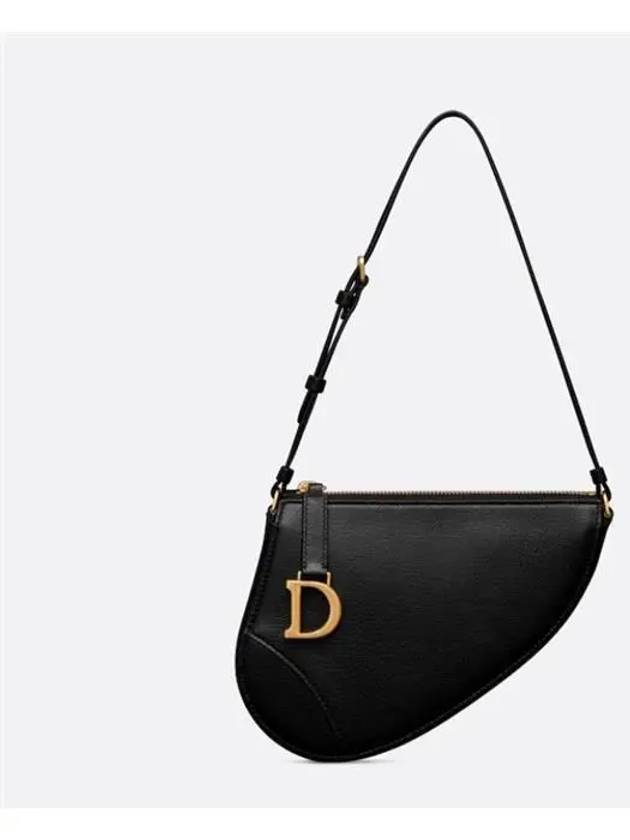 Saddle Rodeo Goatskin Pouch Bag Black Dior