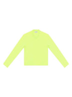 Balenciaga V-neck logo tab long-sleeved T-shirt neon green
