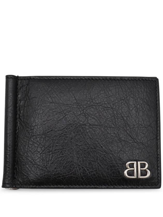 Balenciaga Logo Money Clip Half Wallet Black