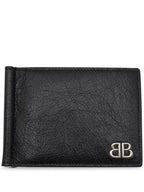 Balenciaga Logo Money Clip Half Wallet Black