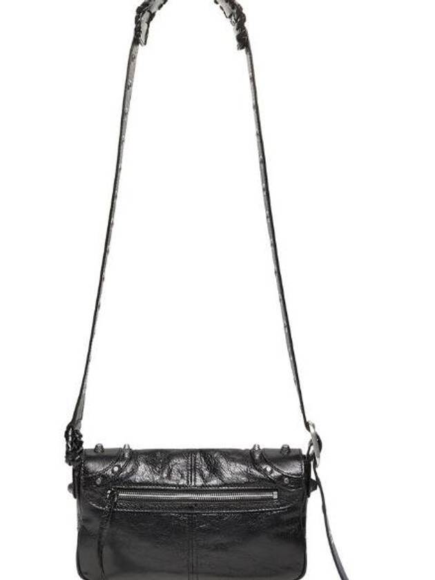Balenciaga Zipper Stud Arena Lambskin Shoulder Bag Black