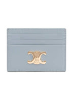 CELINE Triomphe Shiny Calfskin Card Holder Ice Blue