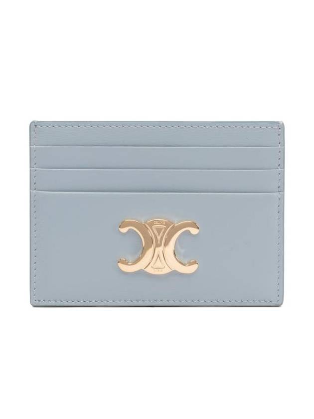 CELINE Triomphe Shiny Calfskin Card Holder Ice Blue