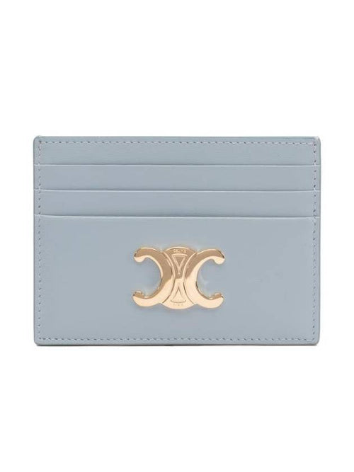 CELINE Triomphe Shiny Calfskin Card Holder Ice Blue