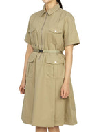 Belt Cotton Gabardine Midi Dress Beige Dior