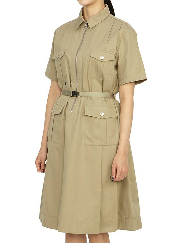Belt Cotton Gabardine Midi Dress Beige Dior