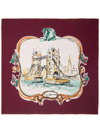 Burberry Tower Bridge Print Silk Scarf Red