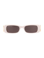 Balenciaga Eyewear Dynasty Rectangular Frame Sunglasses White Gold Grey
