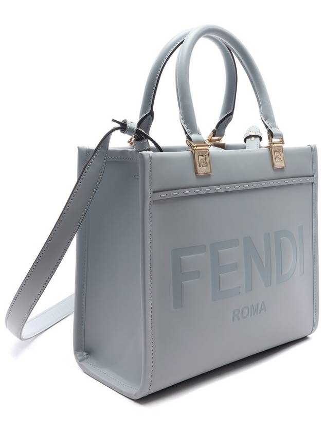Fendi Sunshine Embossed Logo Small Tote Bag Light Blue