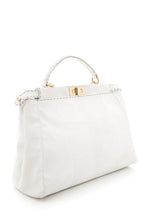 Fendi Cream Python Large Peekaboo Top Handle Bag